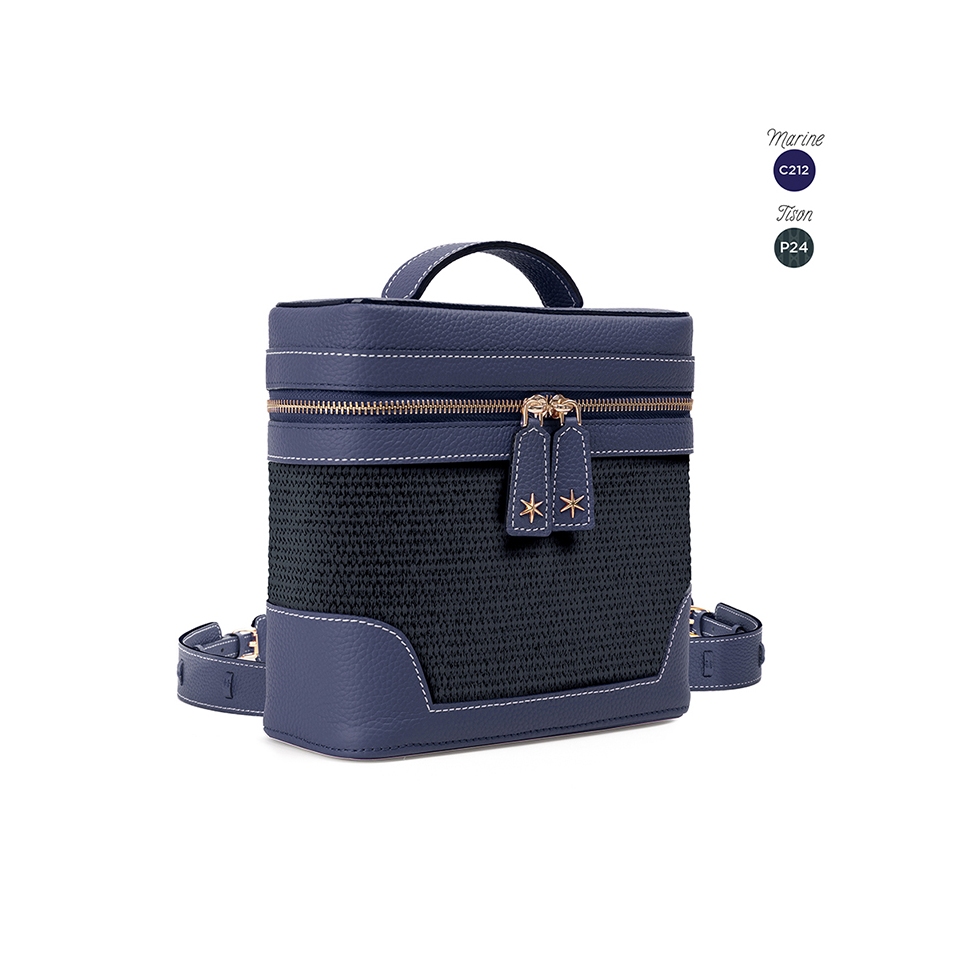 'Écrins Nacelle' Sac à dos Cuir Nappa Marine & Tison