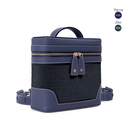 'Écrins Nacelle' Nappa Leather backpack Navy Blue & Tison
