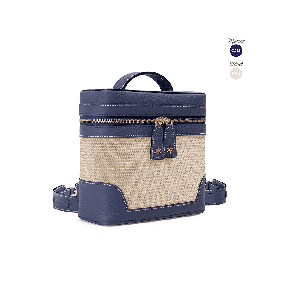 'Écrins Nacelle' Sac à dos Cuir Nappa Marine & Crème