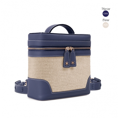 'Écrins Nacelle' Sac à dos Cuir Nappa Marine & Crème