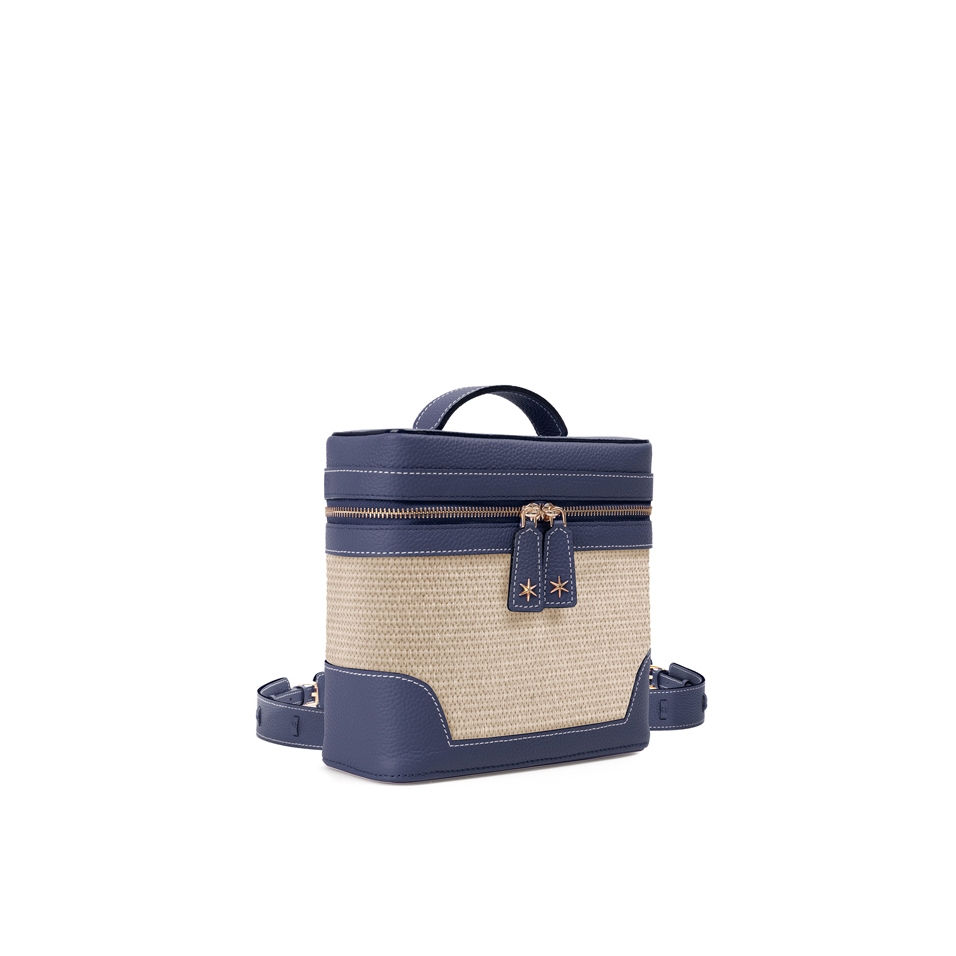 'Écrins Nacelle' Nappa Leather backpack Navy Blue & Crème