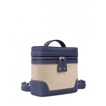 'Écrins Nacelle' Sac à dos Cuir Nappa Marine & Crème