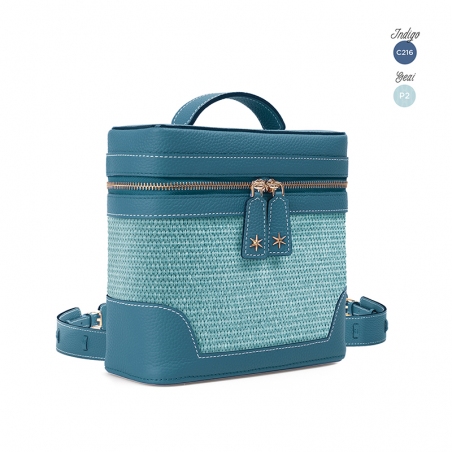 'Écrins Nacelle' Sac à dos Cuir Nappa Bleu Profond & Geai