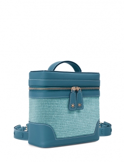 'Écrins Nacelle' Sac à dos Cuir Nappa Bleu Profond & Geai