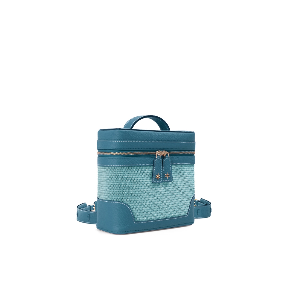 'Écrins Nacelle' Sac à dos Cuir Nappa Bleu Profond & Geai