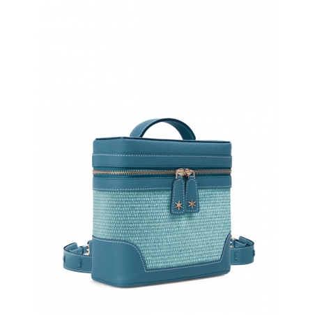 'Écrins Nacelle' Sac à dos Cuir Nappa Bleu Profond & Geai