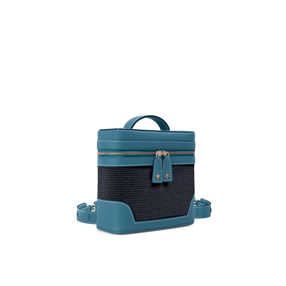 'Écrins Nacelle' Sac à dos Cuir Nappa Bleu Profond & Tison
