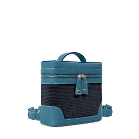 'Écrins Nacelle' Sac à dos Cuir Nappa Bleu Profond & Tison