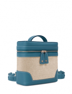 'Écrins Nacelle' Sac à dos Cuir Nappa Bleu Profond & Crème