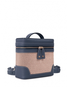 'Écrins Nacelle' Nappa Leather backpack Night Blue & Pèche