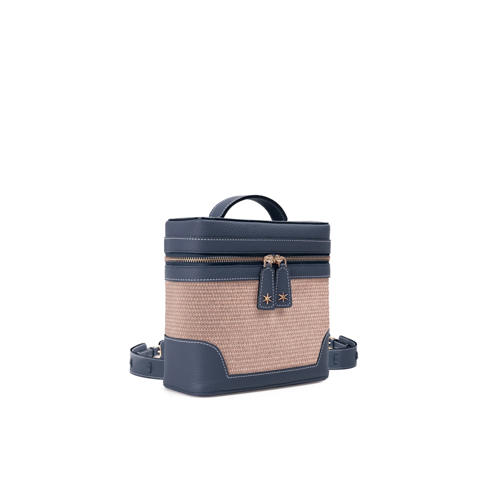 'Écrins Nacelle' Sac à dos Cuir Nappa Bleu Nuit & Pèche