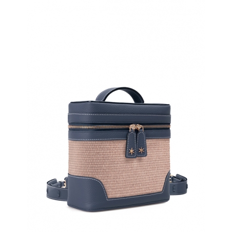 'Écrins Nacelle' Nappa Leather backpack Night Blue & Pèche