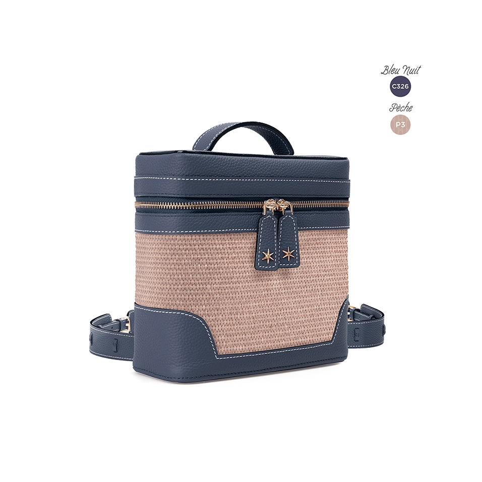 'Écrins Nacelle' Sac à dos Cuir Nappa Bleu Nuit & Pèche