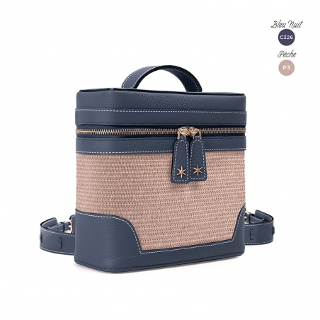 'Écrins Nacelle' Nappa Leather backpack Night Blue & Pèche