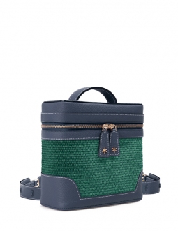 'Écrins Nacelle' Sac à dos Cuir Nappa Bleu Nuit & Fougère