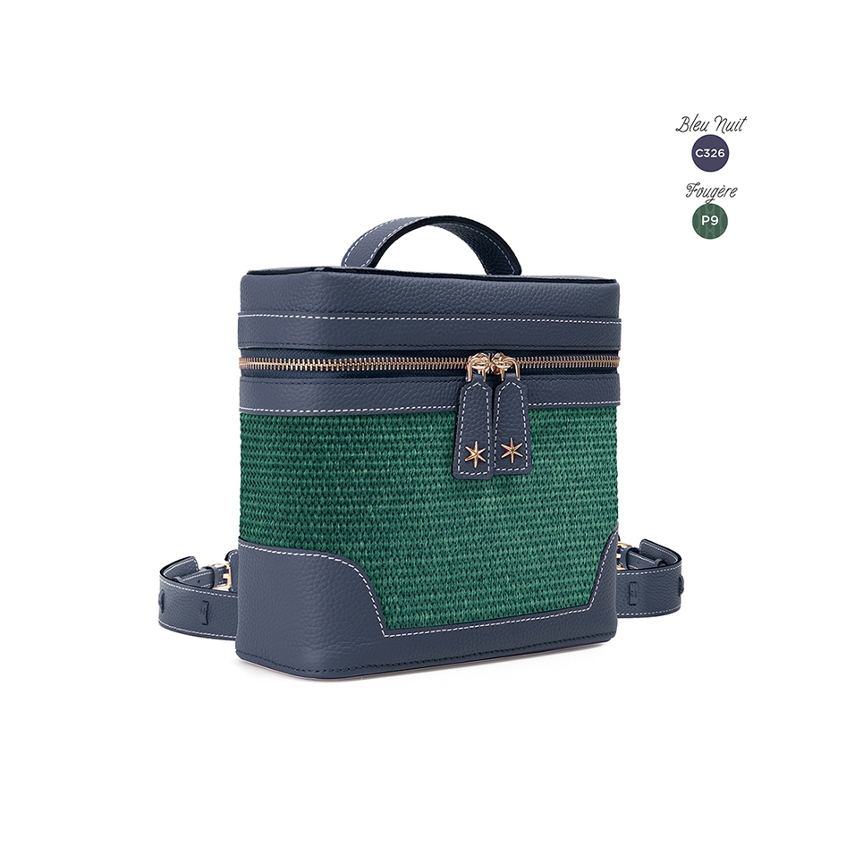 'Écrins Nacelle' Nappa Leather backpack Night Blue & Fougère