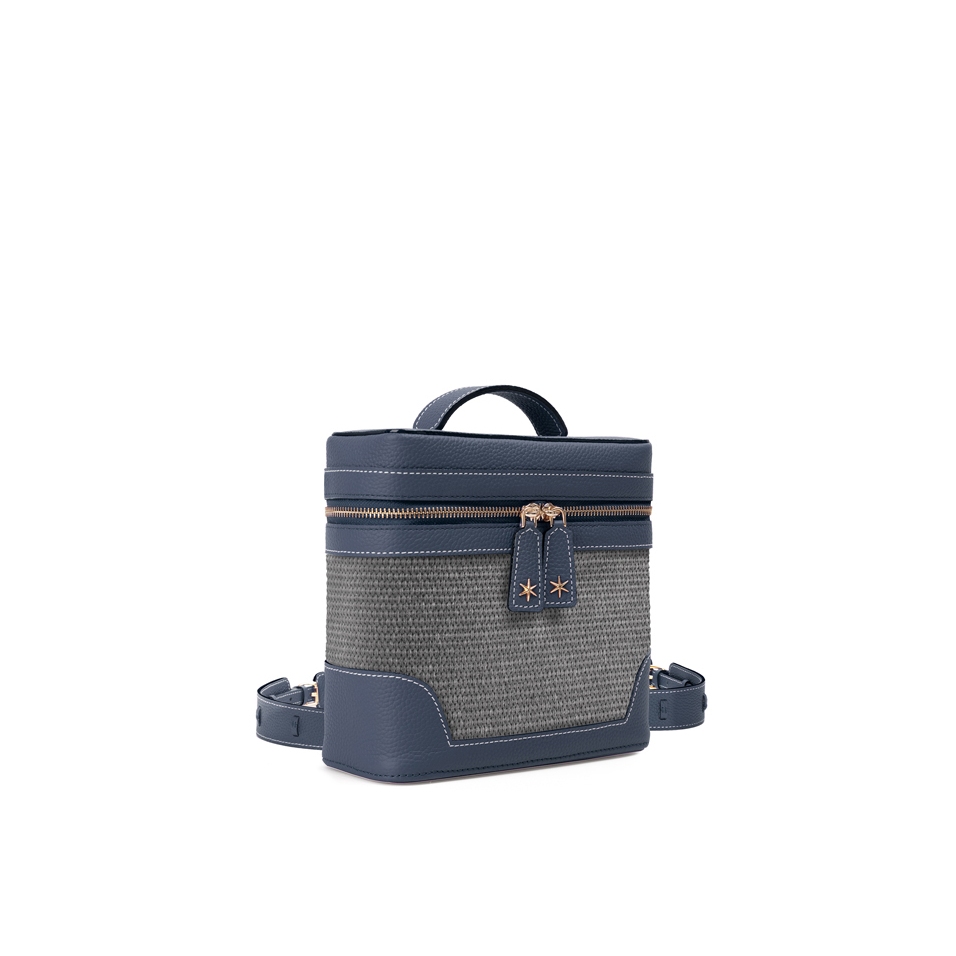 'Écrins Nacelle' Nappa Leather backpack Night Blue & Rocher