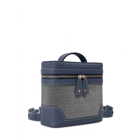 'Écrins Nacelle' Sac à dos Cuir Nappa Bleu Nuit & Rocher