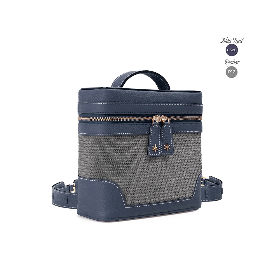 'Écrins Nacelle' Nappa Leather backpack Night Blue & Rocher