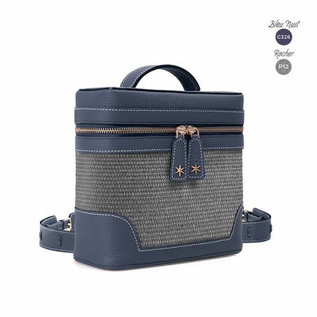 'Écrins Nacelle' Sac à dos Cuir Nappa Bleu Nuit & Rocher