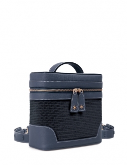'Écrins Nacelle' Sac à dos Cuir Nappa Bleu Nuit & Tison