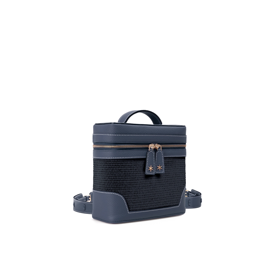 'Écrins Nacelle' Sac à dos Cuir Nappa Bleu Nuit & Tison
