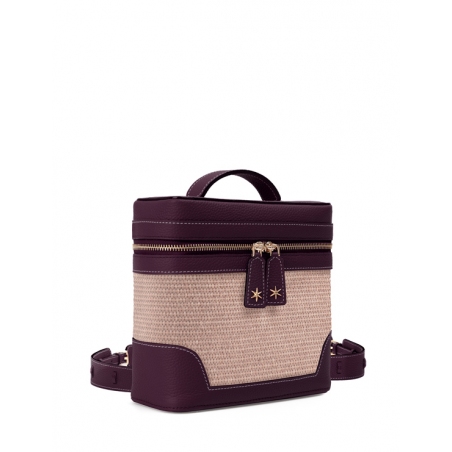 'Écrins Nacelle' Nappa Leather backpack Dark Purple & Pèche