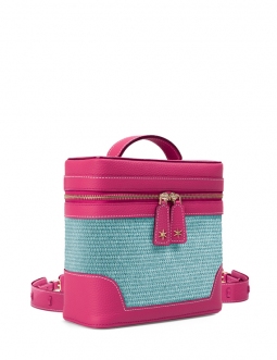 'Écrins Nacelle' Sac à dos Cuir Nappa Fuchsia & Geai
