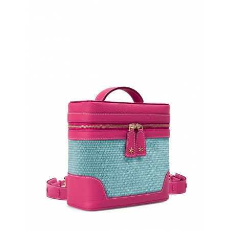 'Écrins Nacelle' Sac à dos Cuir Nappa Fuchsia & Geai