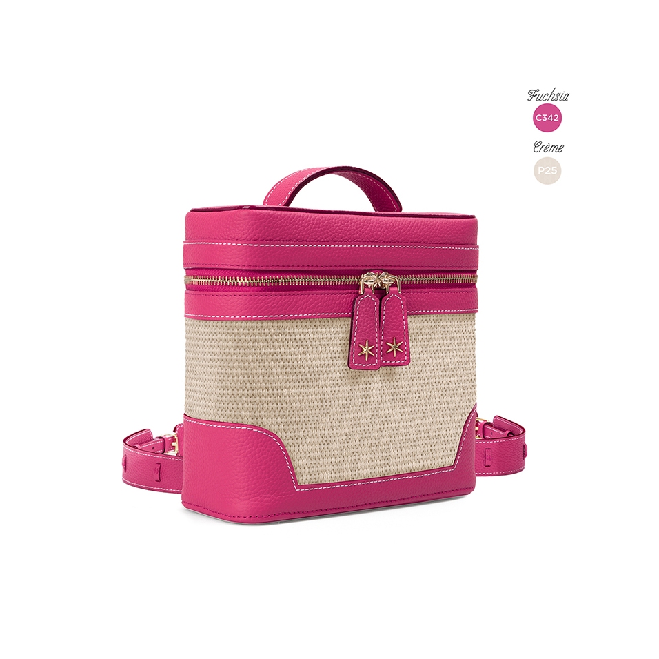 'Écrins Nacelle' Sac à dos Cuir Nappa Fuchsia & Crème