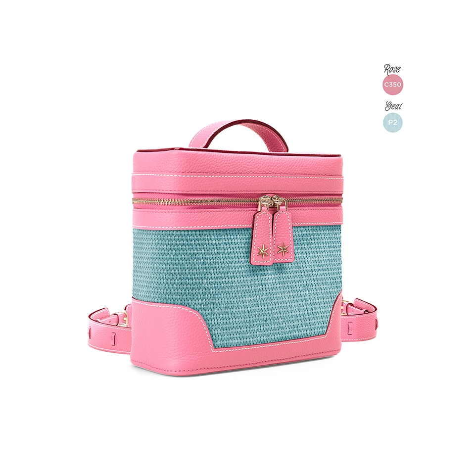 'Écrins Nacelle' Sac à dos Cuir Nappa Rose & Geai
