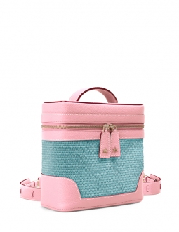 'Écrins Nacelle' Sac à dos Cuir Nappa Rose Poudré & Geai