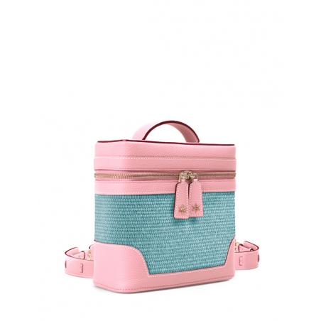 'Écrins Nacelle' Sac à dos Cuir Nappa Rose Poudré & Geai