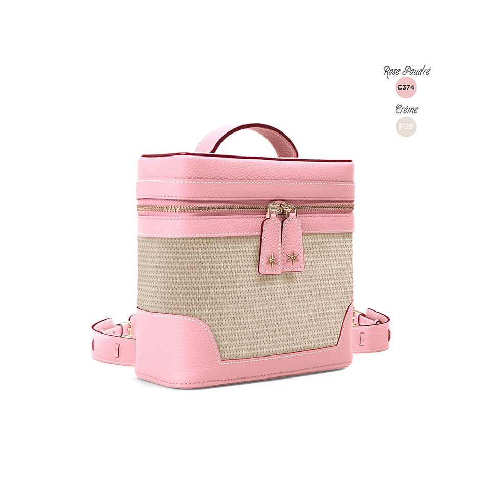 'Écrins Nacelle' Sac à dos Cuir Nappa Rose Poudré & Crème