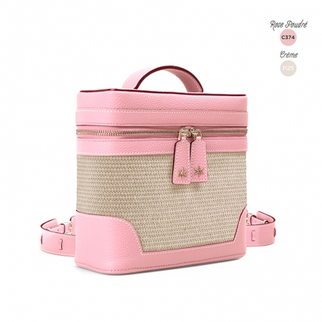 'Écrins Nacelle' Sac à dos Cuir Nappa Rose Poudré & Crème