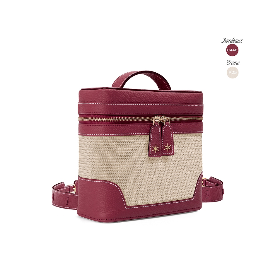 'Écrins Nacelle' Sac à dos Cuir Nappa Bordeaux & Crème