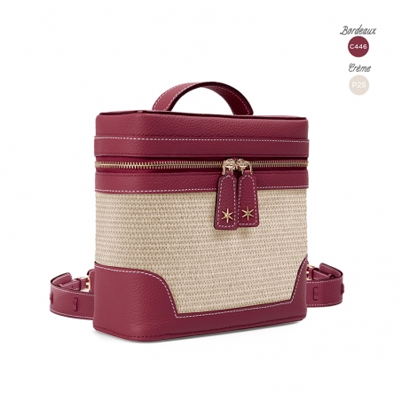 'Écrins Nacelle' Sac à dos Cuir Nappa Bordeaux & Crème