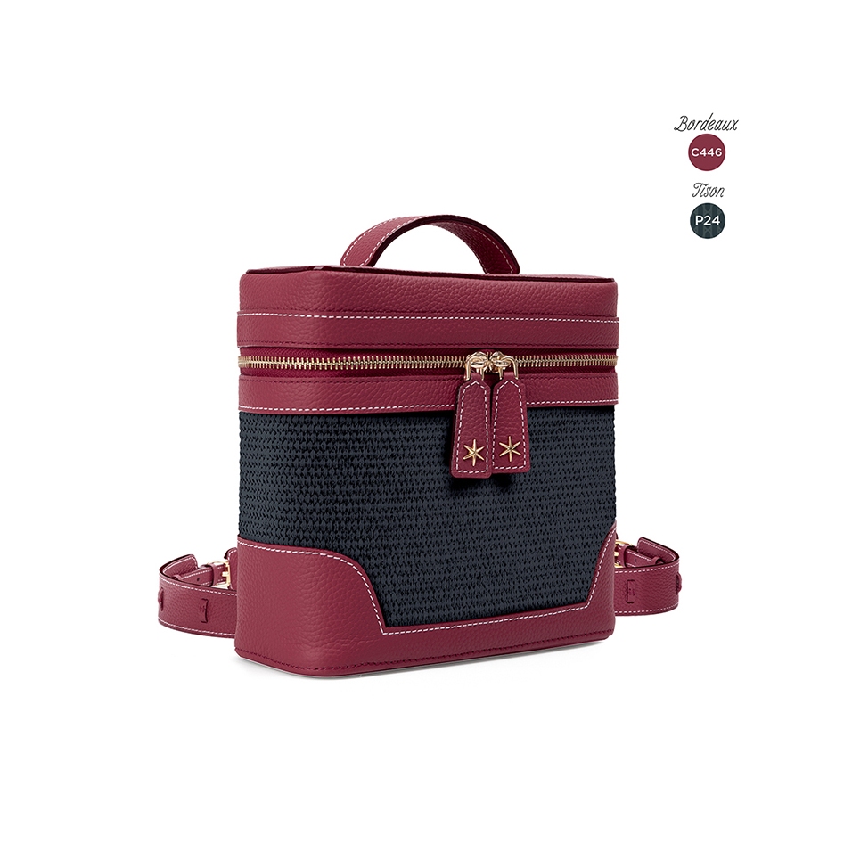 'Écrins Nacelle' Sac à dos Cuir Nappa Bordeaux & Tison