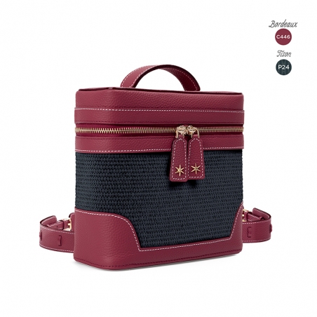 'Écrins Nacelle' Sac à dos Cuir Nappa Bordeaux & Tison