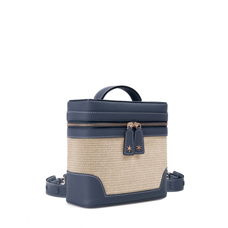 'Écrins Nacelle' Sac à dos Cuir Nappa Bleu Nuit & Crème