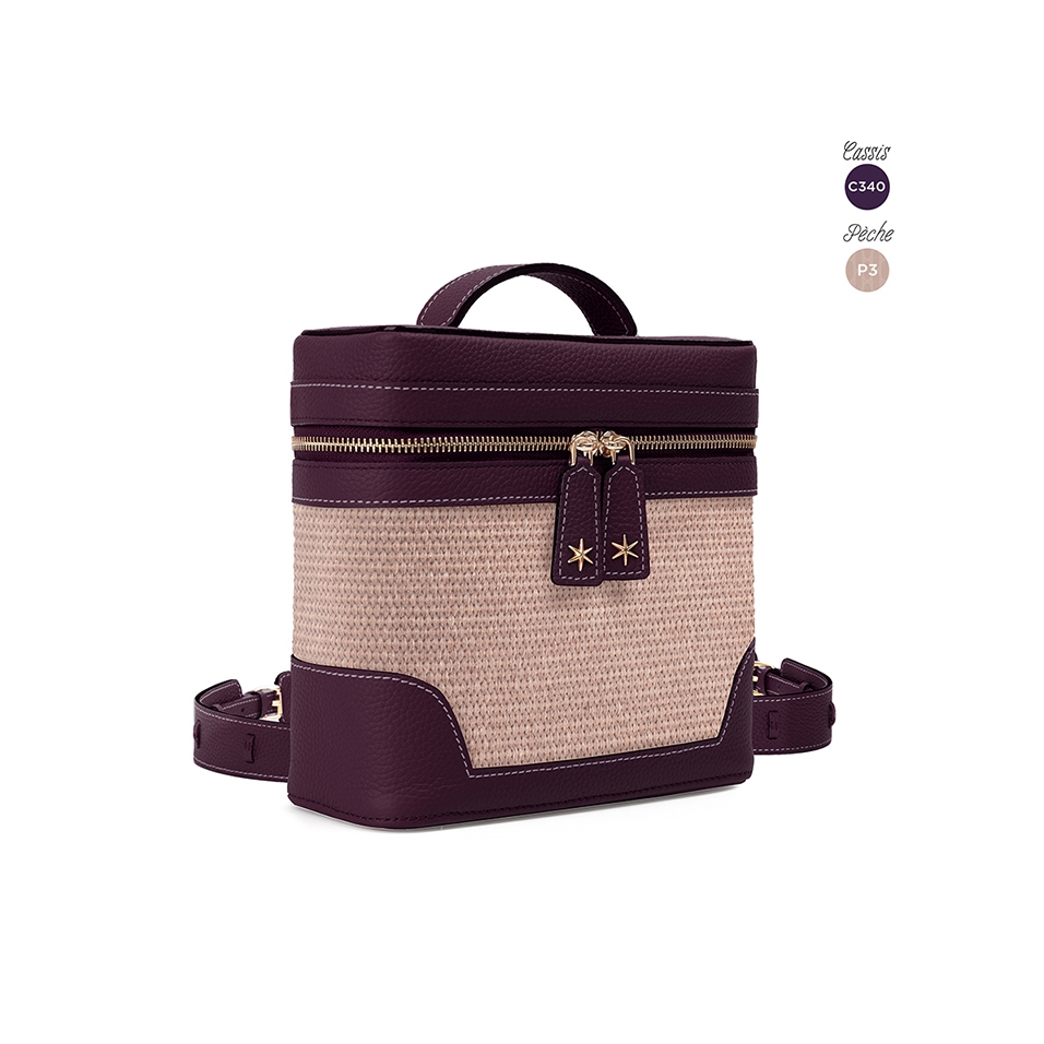 'Écrins Nacelle' Sac à dos Cuir Nappa Bleu Cassis & 'Pèche