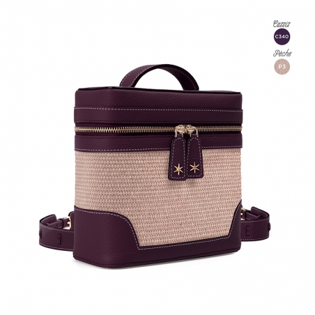'Écrins Nacelle' Sac à dos Cuir Nappa Bleu Cassis & 'Pèche