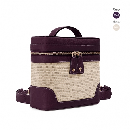 'Écrins Nacelle' Nappa Leather backpack Dark Purple & Crème