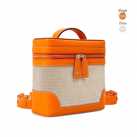 'Écrins Nacelle' Sac à dos Cuir Nappa Orange & Crème