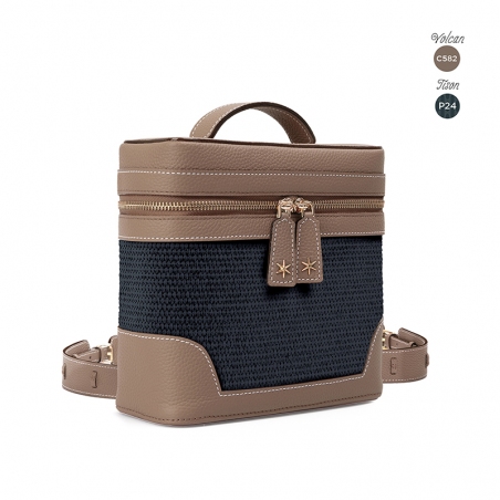 Écrins Nacelle' Nappa Leather backpack Volcan  & Tison