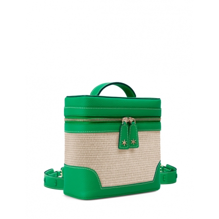 Écrins Nacelle' Nappa Leather backpack Green & Crème