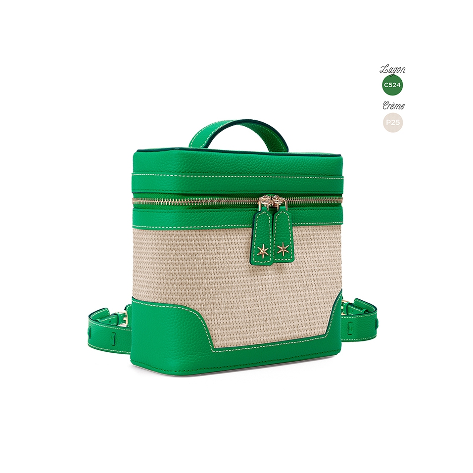 'Écrins Nacelle' Sac à dos Cuir Nappa Lagon & Crème