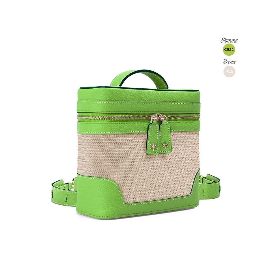 Écrins Nacelle' Nappa Leather backpack Apple Green  & Crème