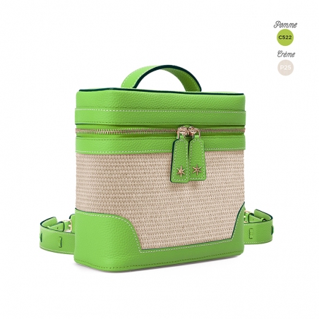 Écrins Nacelle' Nappa Leather backpack Apple Green  & Crème