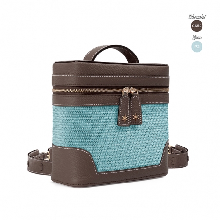 'Écrins Nacelle' Sac à dos Cuir Nappa Chocolat & Geai